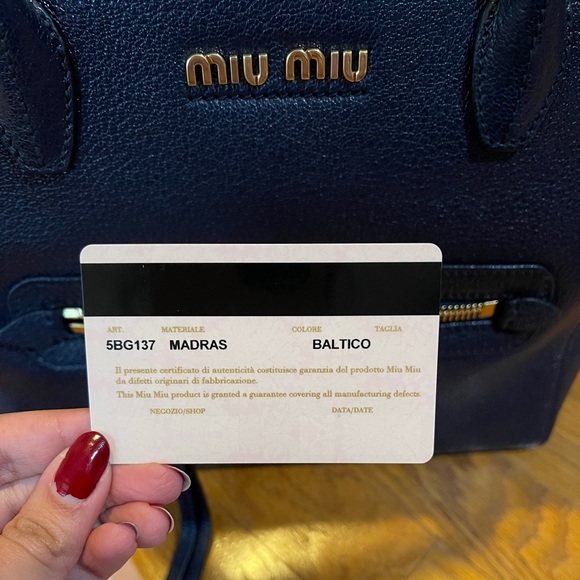 NWT MIU MIU Leather Handbag (Navy) - Picture 5 of 11